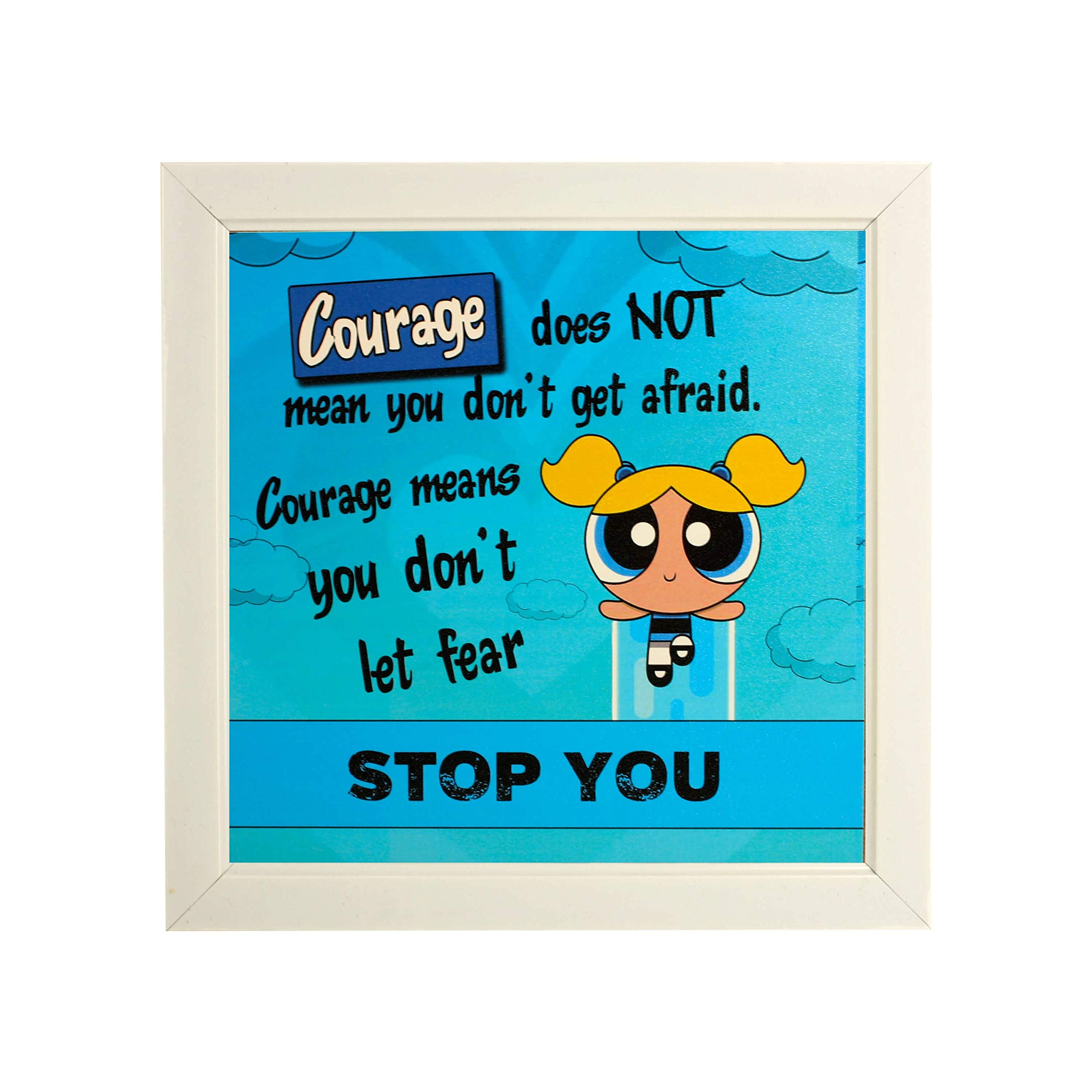 Indianara Set of 4 Girl Kids Motivational Quotes Paintings (2512) without glass 9.5 x 9.5 inch each